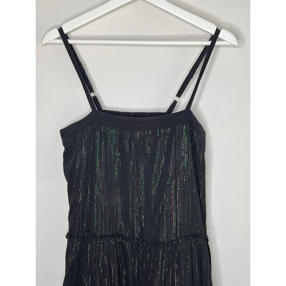 Nation LTD Rainbow Metallic Tiered Black Maxi Dress Women's Size S - Picture 2 of 9